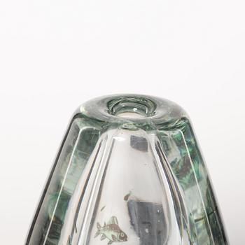 Edward Hald, "Fiskgraal" glass vase, Orrefors, Sweden, signed.