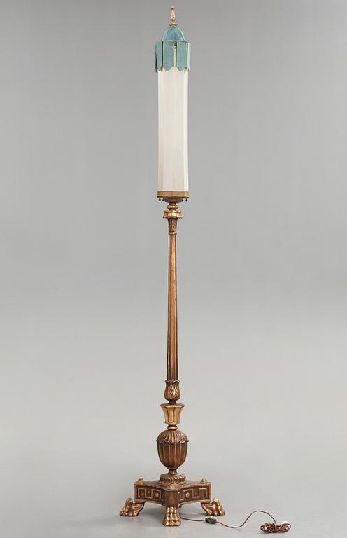 A Swedish Grace floor lamp attributed to Helge Werner, 1920's.