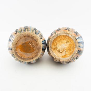 Vases a pair of Jugend early 20th century probably Denmark glazed stoneware.