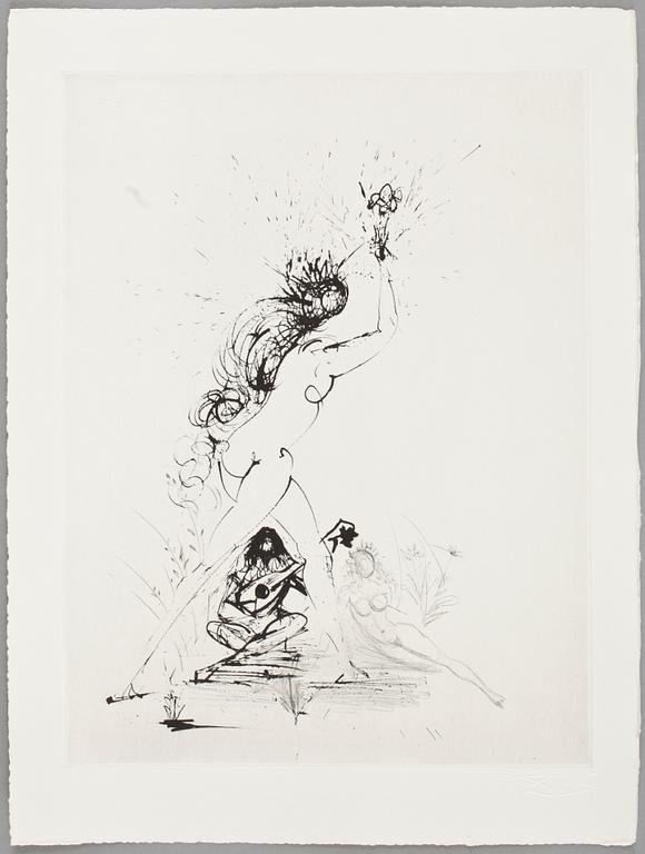 SALVADOR DALÍ, bok med 18 torrnålar, "Les Amours de Cassandre", 1968, Pierre de Ronsard.