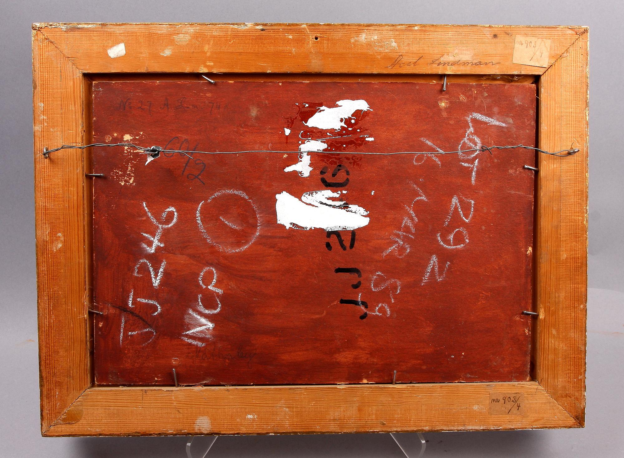 AXEL LINDMAN, olja på pannå. Sign o dat 74.