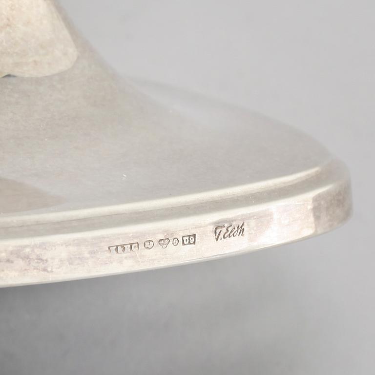 A pair of silver candlesticjs by Tore Eldh for K&EC in Gotheburg, 1970.