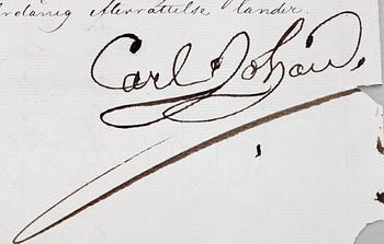 KUNGLIG AUTOGRAF, Konung Karl XIV Johan av Sverige-Norge, dat 1841.