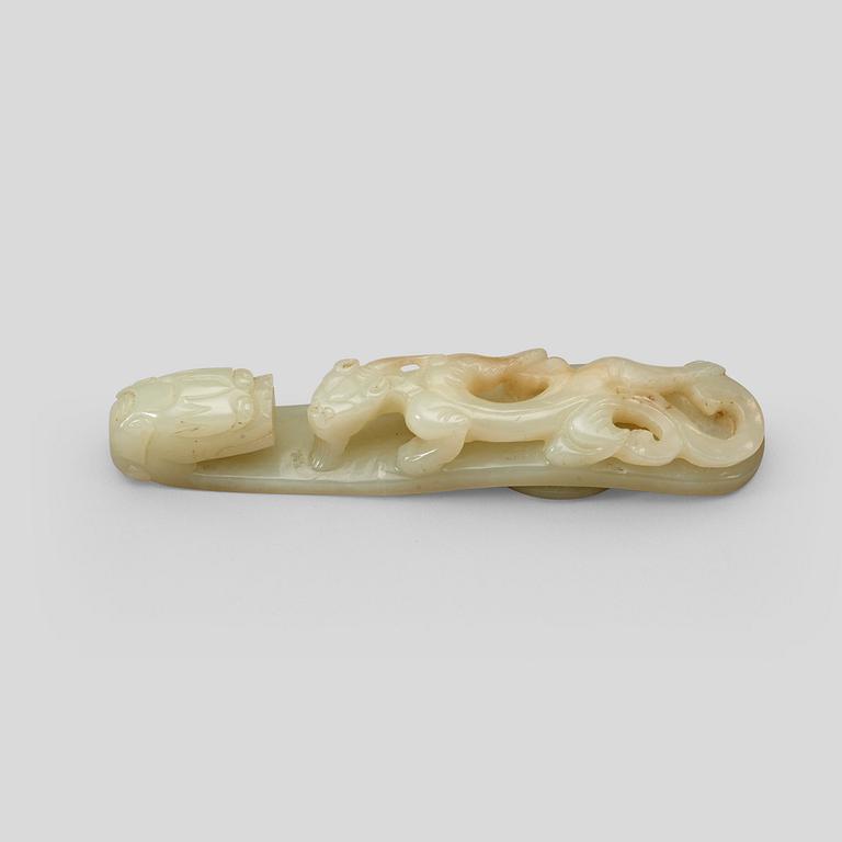 A nethrite belt hook, late Qing dynasty (1644-1912).