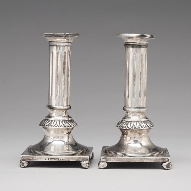 A pair of Swedish 18th century silver candlesticks, marks of Jacob Möller, Malmö 1799.