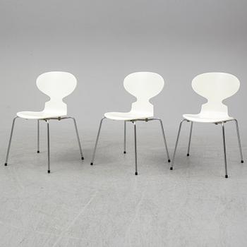 ARNE JACOBSEN, three 'Ant' chairs from Fritz Hansen, Denmark.