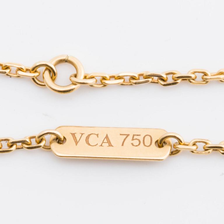 van CLEEF & ARPELS HALSBAND 18K guld m pärlemor "Alhambra" collection, original etui och certifikat.