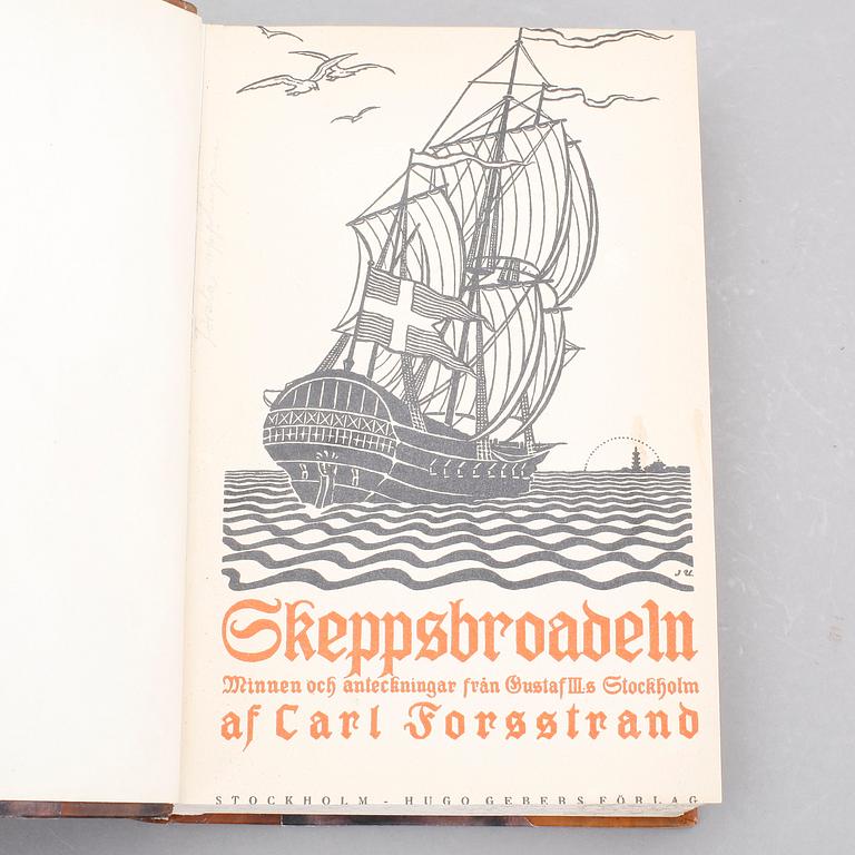 BOKPARTI, 4 delar, bla Hedvig Elisabeth Charlottas dagbok I-III, 1908-11.