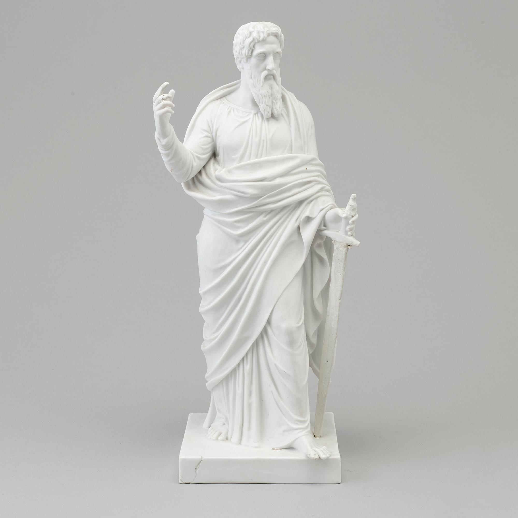 A bisquit figure of 'the Apostel Paulus' after Bertel Thorvaldsen. Royal Copenhagen, Denmark, 1860's.