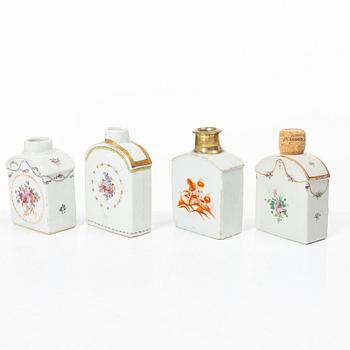 Four porcelain tea caddies, China, Qianlong (1736-95).
