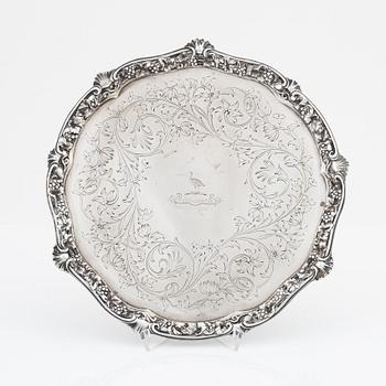 An English Silver Salver, mark of John Samuel Hunt, London 1851.