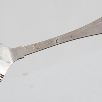 Swedish silver spoons, 7 pieces 18th century and one 19th century.