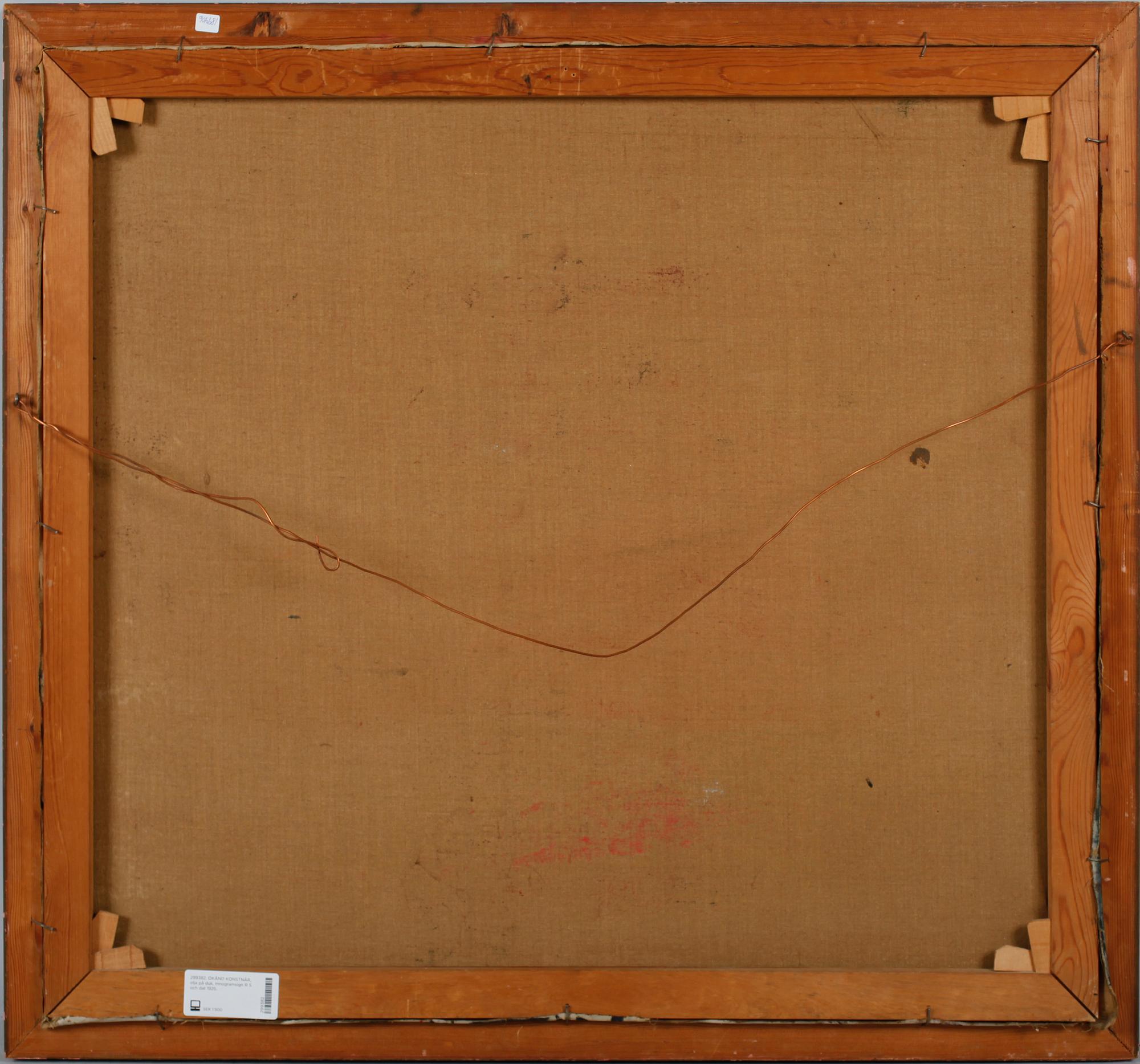 OKÄND KONSTNÄR, olja på duk, monogramsign RS och dat 1925.