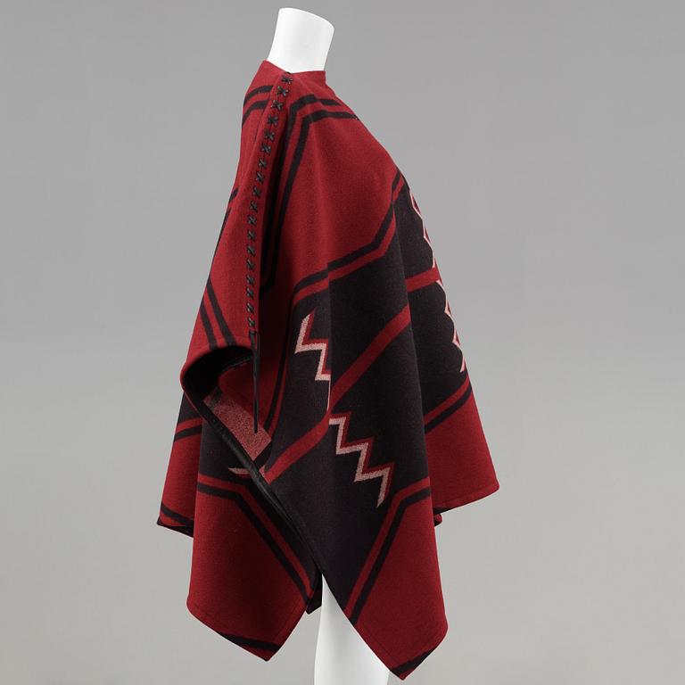 A wool poncho by Ralph Lauren.