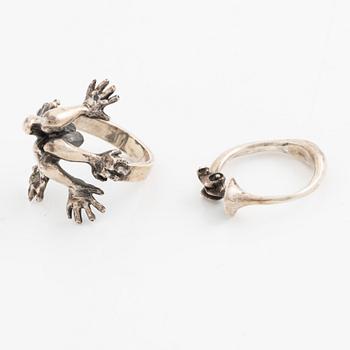 PA Lundahl-Terrs, two rings, silver, Växjö 1976.