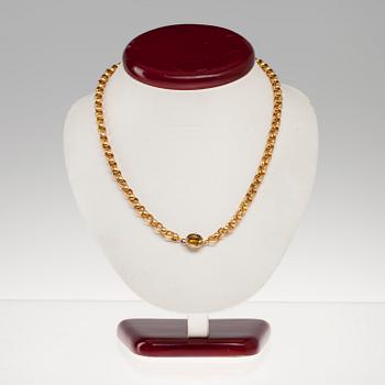 HALSKED, 20K guld, citrin. Nils Petter Forsberg Haparanda 1840. Vikt 12,6 g.