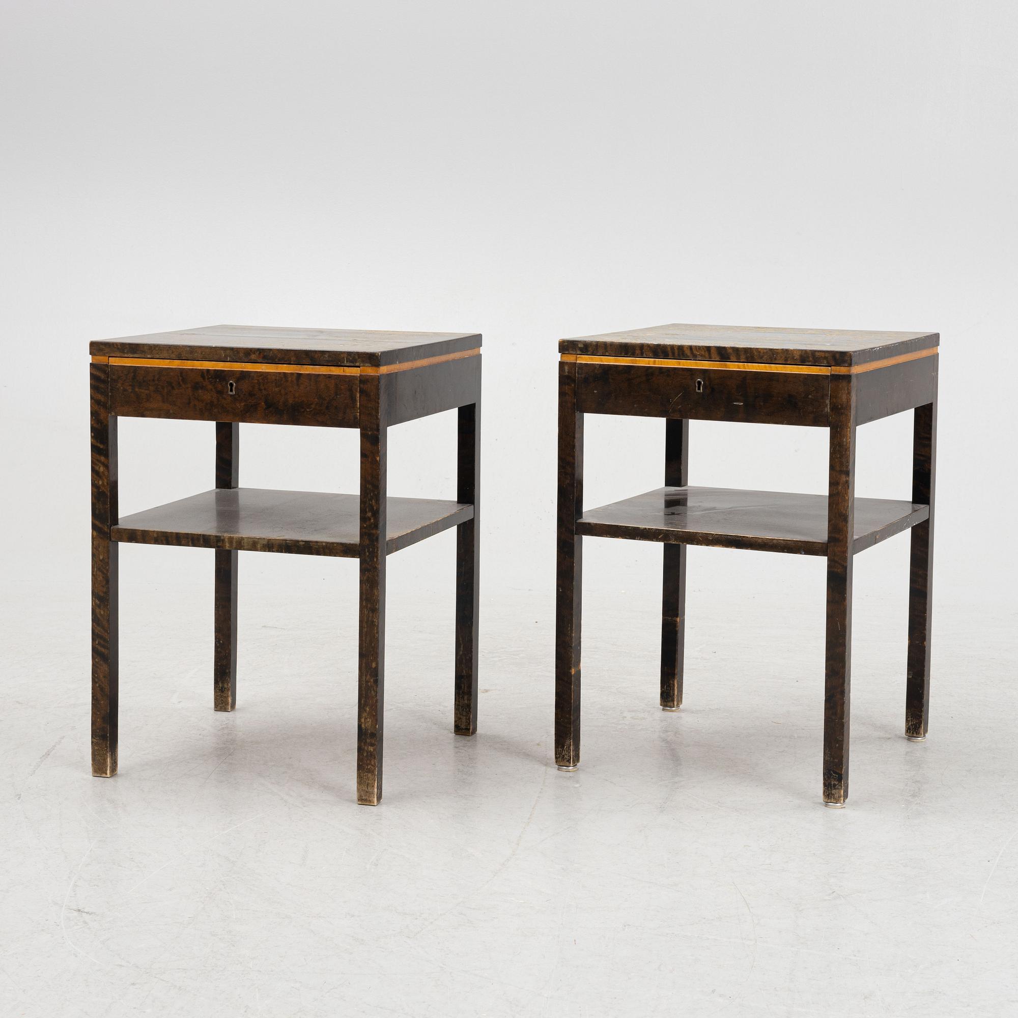 Otto Schulz, sängbord, ett par, funkis, Boet, Göteborg, 1930-tal.