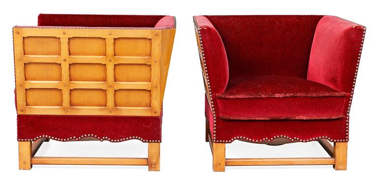 A pair of armchairs attributed to Elias Barup, "The Spanish Set" for Gärsnäs, Sweden 1920-30's.