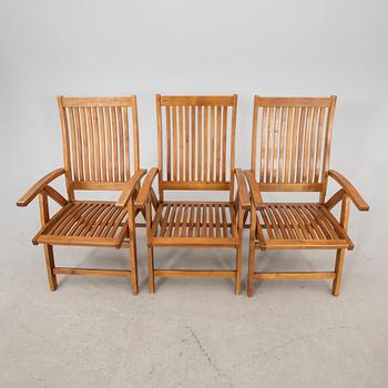 A 9 pcs stained teak garden suite by Brafab around 2000.