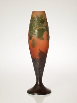 An Emile Gallé Art Nouveau cameo glass vase, Nancy, France.