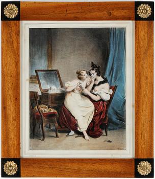 ACHILLE DEVÉRIA, efter, ett par färglitografier, tryckt av Lemercier, 1800-tal.