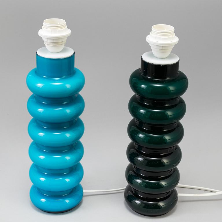 PO STRÖM, 2 glass table lamps, Alsterfors, 1960s.