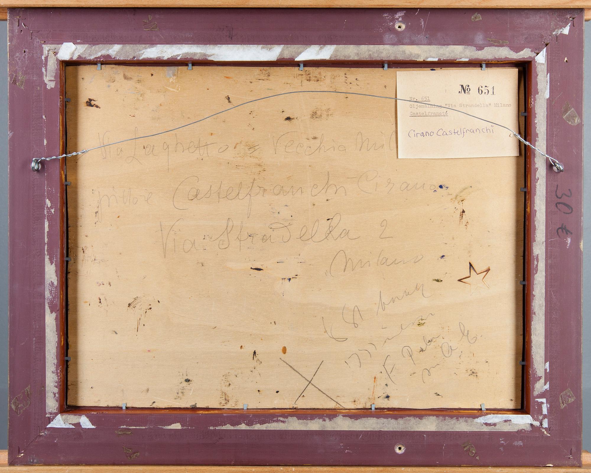 CIRANO CASTELFRANCHI , olja på pannå, signerad.