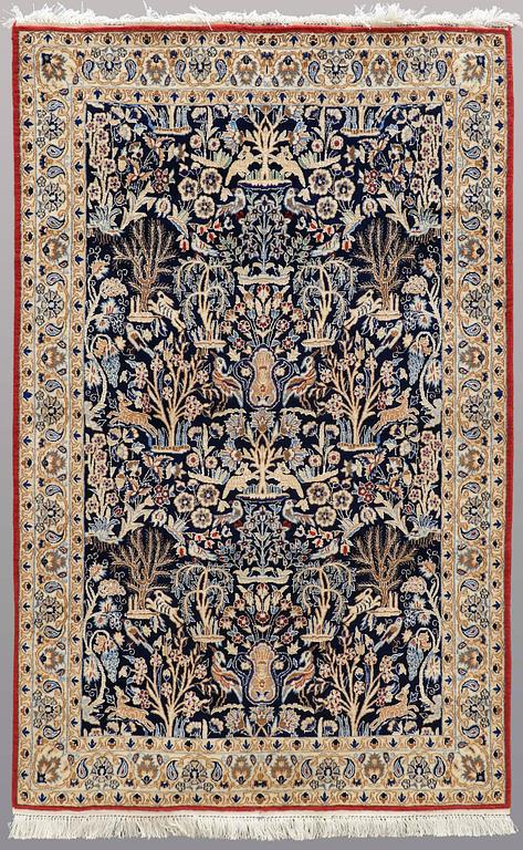 A CARPET, Figural Nain part silk, s.k 9 LAA, 177 x 102 cm.