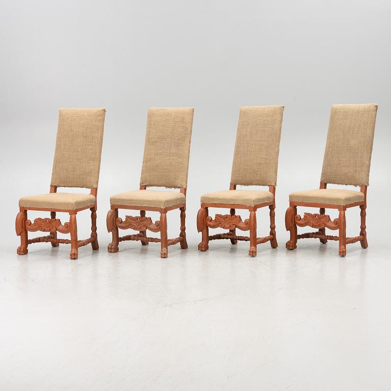 A set of four Baroque chairs,  Sweden, circa 1700.
