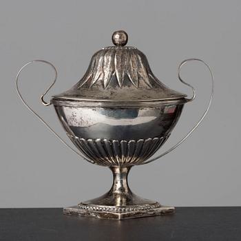 A Swedish late 18th century silver minitaure sugar bowl and cover, makers mark of Gustaf Aberg (Jonkoping 1796-1828-).