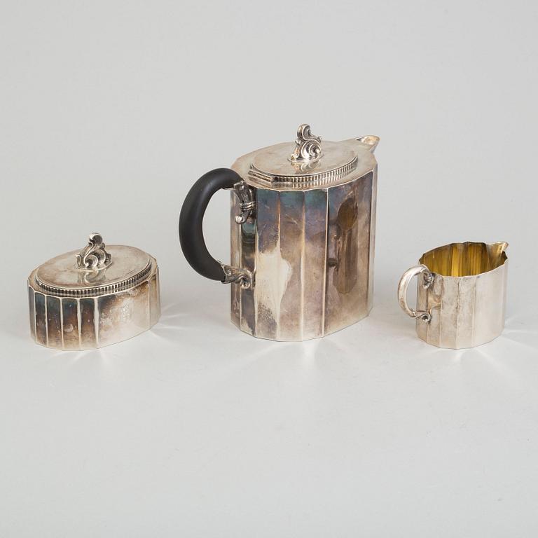 Three pieces silver coffee set from Karl Anderson, Stockholm, 1940-41.