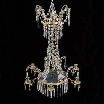 A composite chandelier of older parts.