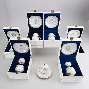 12 PORCELAIN CUSTARD CUPS WITH SAUCERS, Rörstrand, Sweden second half of 20th century.