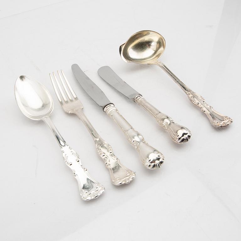 A Swedish 20th century set of 39 pcs of sivler cutlery mark of GAB Eskilstuna 1973 total weight 2238 grams.