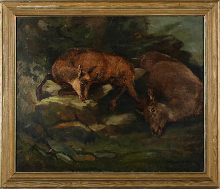 OKÄND KONSTNÄR, olja på duk, ej signerad, 1800-/1900-tal.