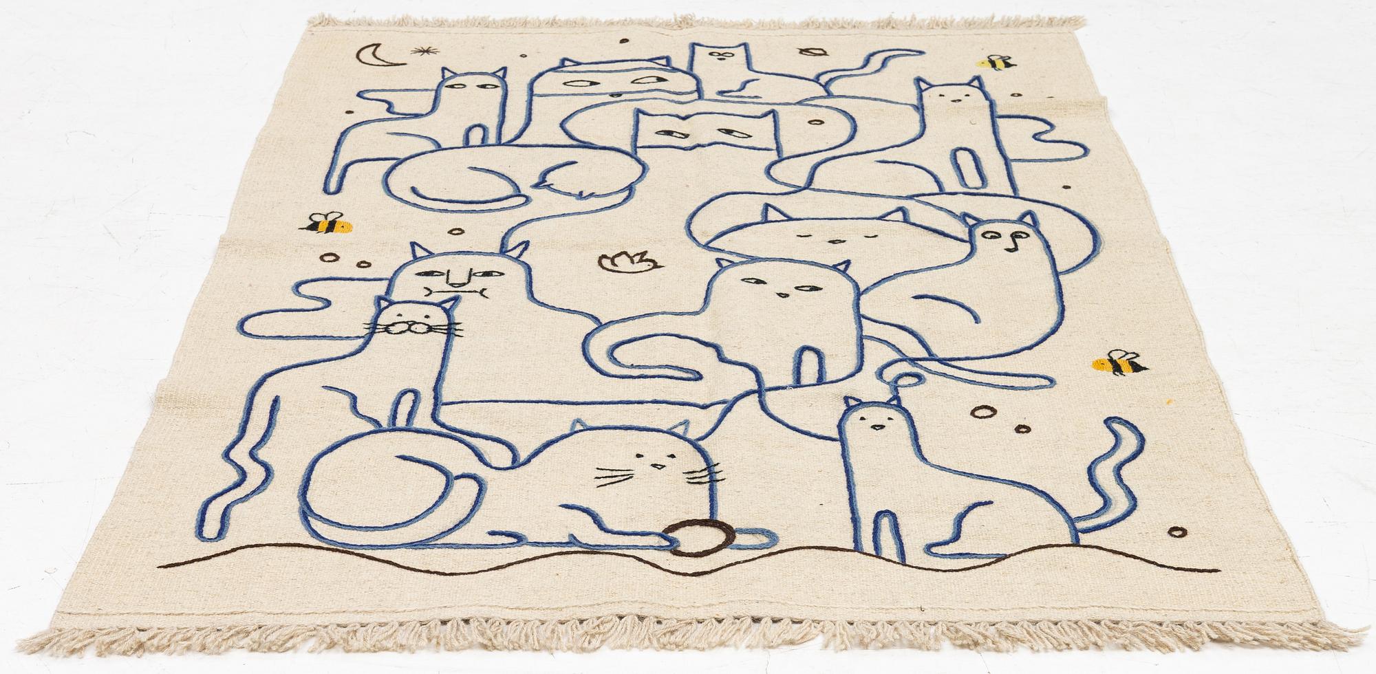 Matta, handbroderad Kelim, ca 181 x 120 cm.