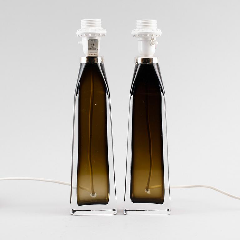 BORDSLAMPOR, 1 par, glas, Carl Fagerlund, Orrefors.