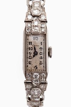 WRISTWATCH Opera, 18k whitegold, old-cut diamonds approx 1 ct, approx 15 x 8 mm, manual.