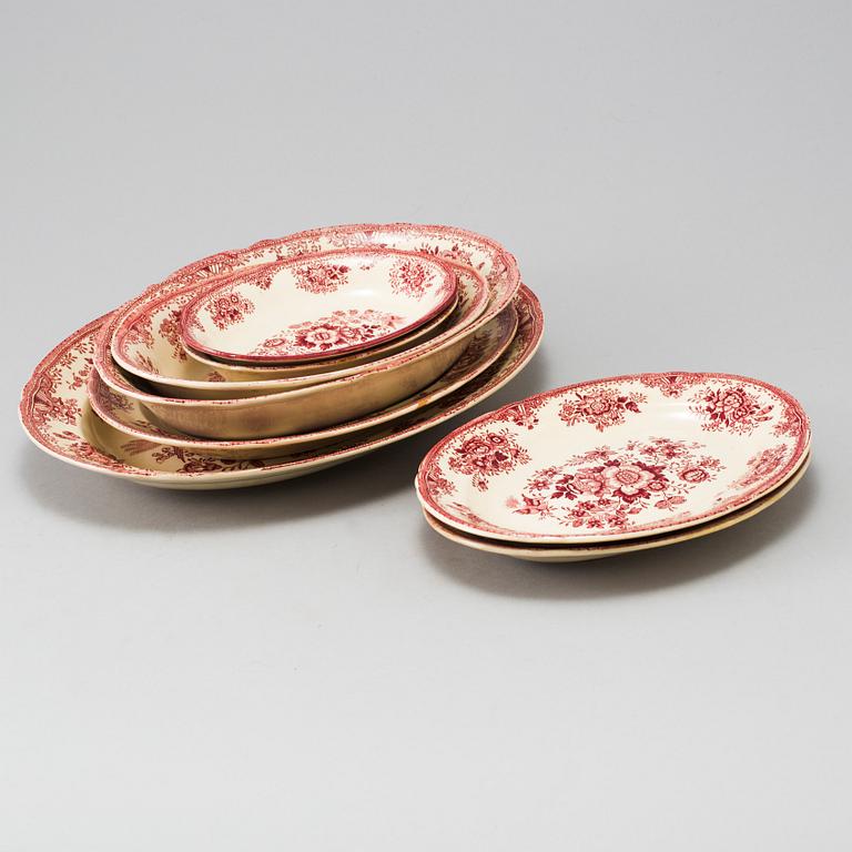 MATSERVIS 72 delar, flintgods. "Röd fasan", Old Gustavsberg, 1900-talets andra hälft.