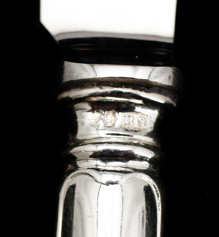 SMÖRGÅSGAFFLAR, 12 ST SAMT SMÖRGÅSKNIVAR, 12 st, silver, GAB, Stockholm 1965. Vikt med knivblad ca 772 g.