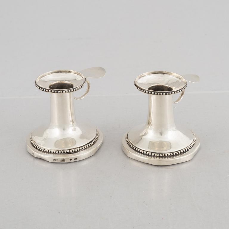 Gustaf Hamnqvist, ljusstakar, silver, Åmål 1794. Sengustavianska.