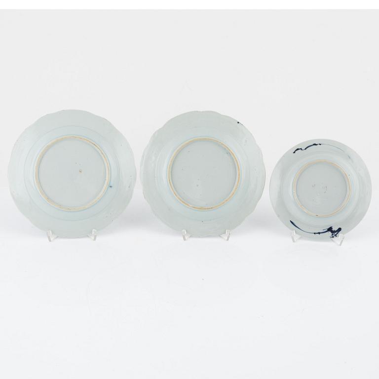 Nine blue and white porcelain plates, China, Qianlong (1736-95).