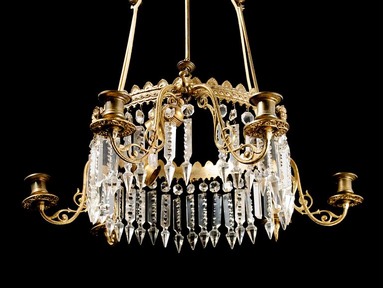 TAKLAMPA, sent 1800-tal, mässing. H ca 75.