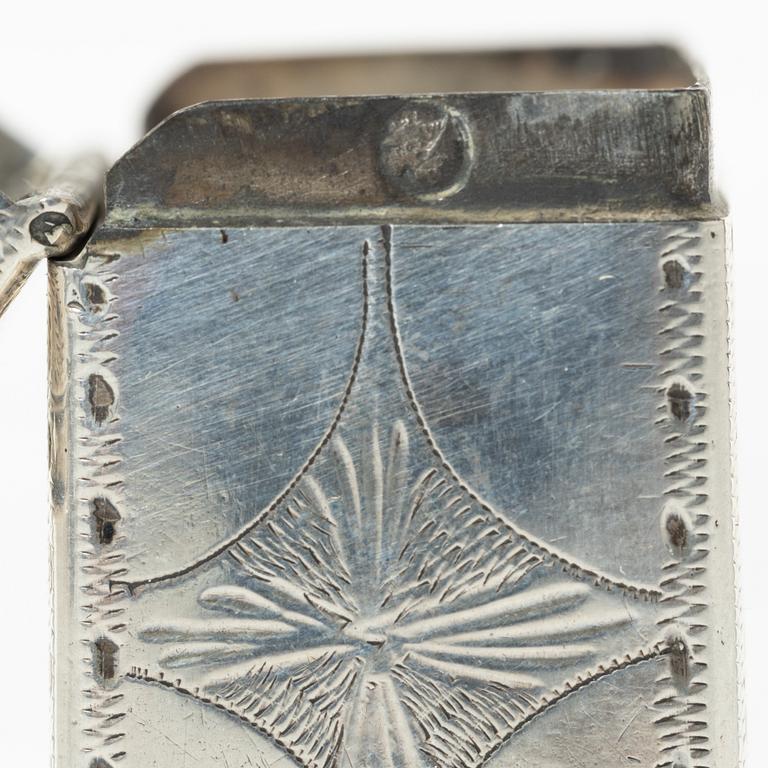 Six 19th century silver boxes.