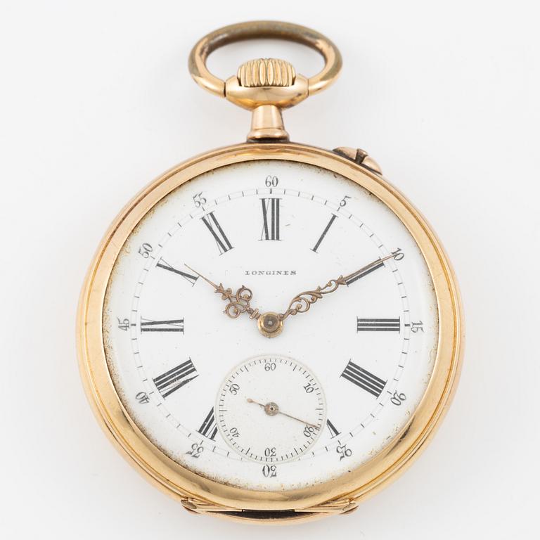 Longines, fickur, 18K guld, 39 mm.
