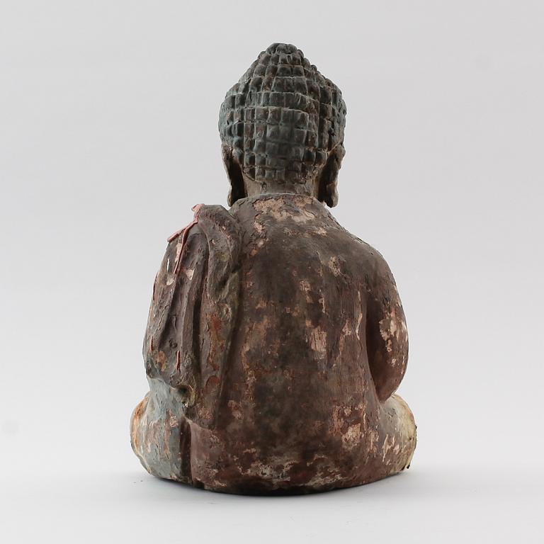 FIGUR, trä, Buddha, 1900-tal.