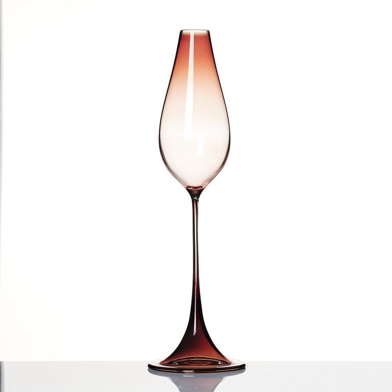 Nils Landberg, a 'Tulip' glass goblet, Orrefors, Sweden 1950s.