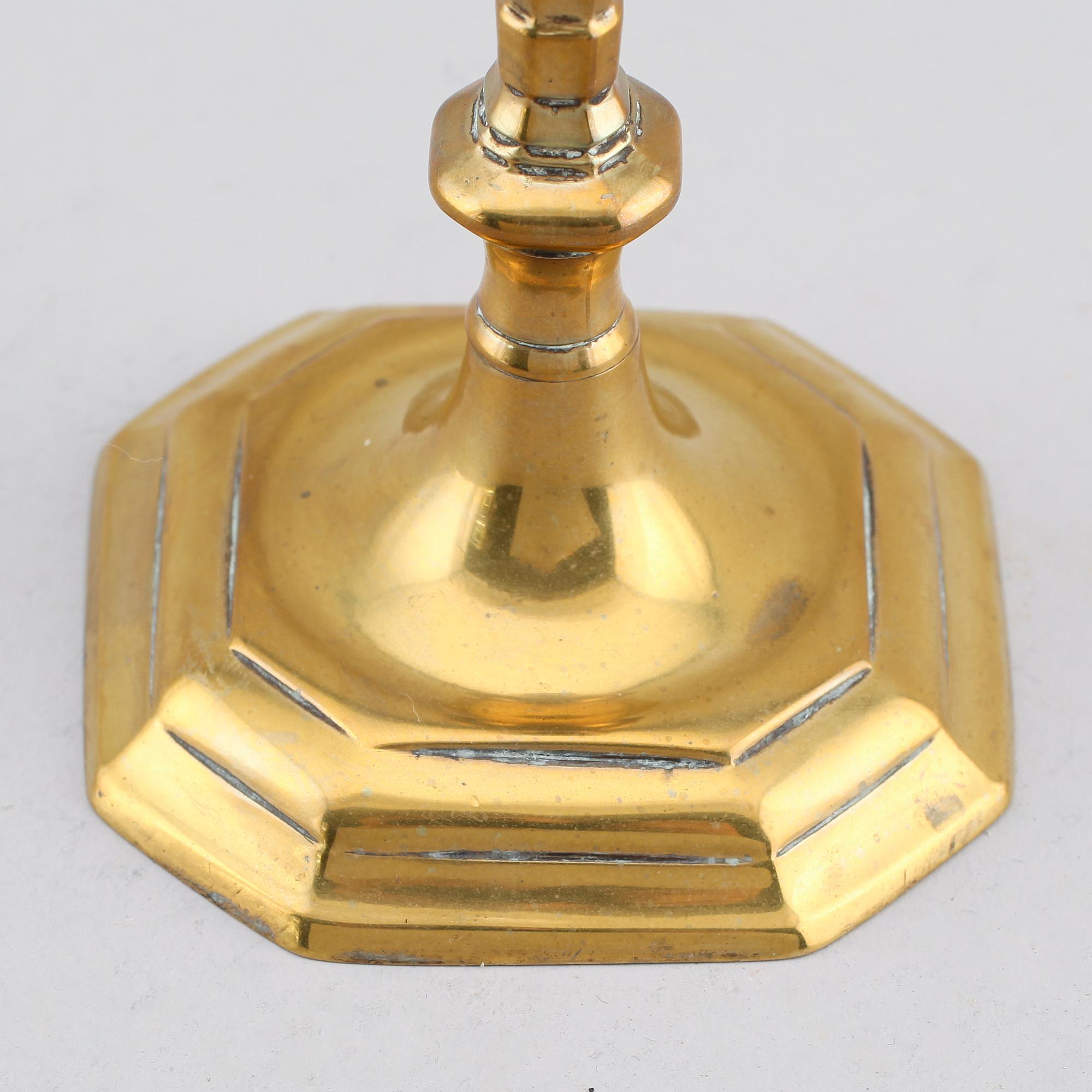 LJUSSTAKE, mässing, 1700-tal.