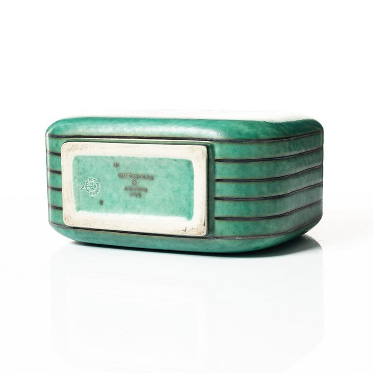 Wilhelm Kåge, an 'Argenta' lidded vase and a plate, Gustavsberg.