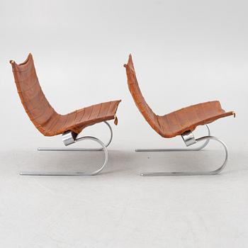 Poul Kjaerholm, a pair of "PK20" easy chairs, E Kold Christensen, Denmark, post 1968.